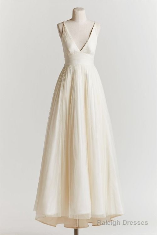 Deep V Neck Prom Dress,White Prom Dress,Fashion Prom Dress,Sexy Party Dress,Custom Made Evening Dress Main image