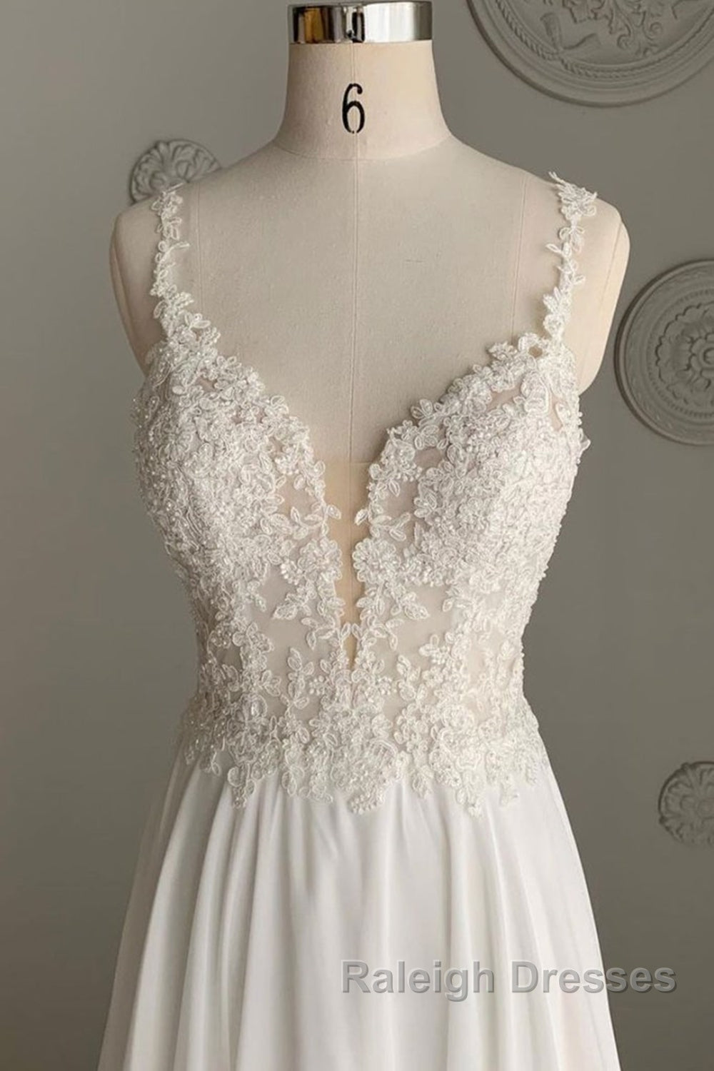 Deep V Neck White Lace Long Prom Dresses Long White Prom Dresses White Lace Prom Dresses White Bridesmaid Dresses Secondary image