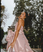 Design Pink Tube Top Bow Irregular 17Th Birthday Homecoming Dress