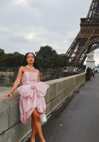 Design Pink Tube Top Bow Irregular 17Th Birthday Homecoming Dress