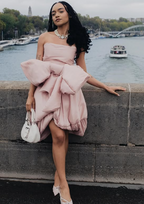 Design Pink Tube Top Bow Irregular 17Th Birthday Homecoming Dress