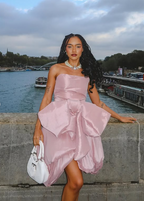 Design Pink Tube Top Bow Irregular 17Th Birthday Homecoming Dress