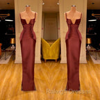 Designer Burgundy Spaghetti-Straps Mermaid Prom Dress Long With Ruched