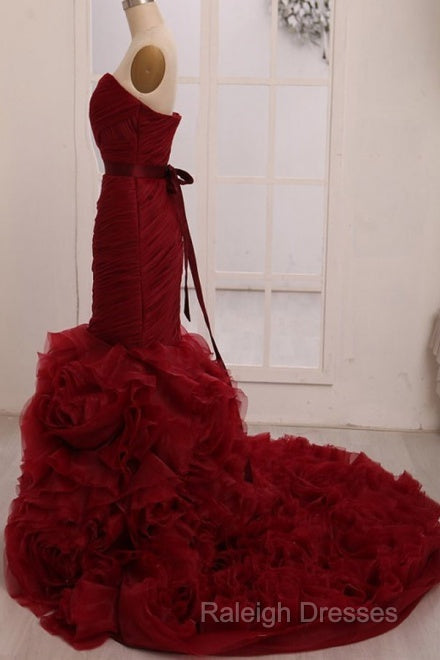 Dignified Trumpet/Mermaid Strapless Sweetheart Tiered Long Prom Dresses