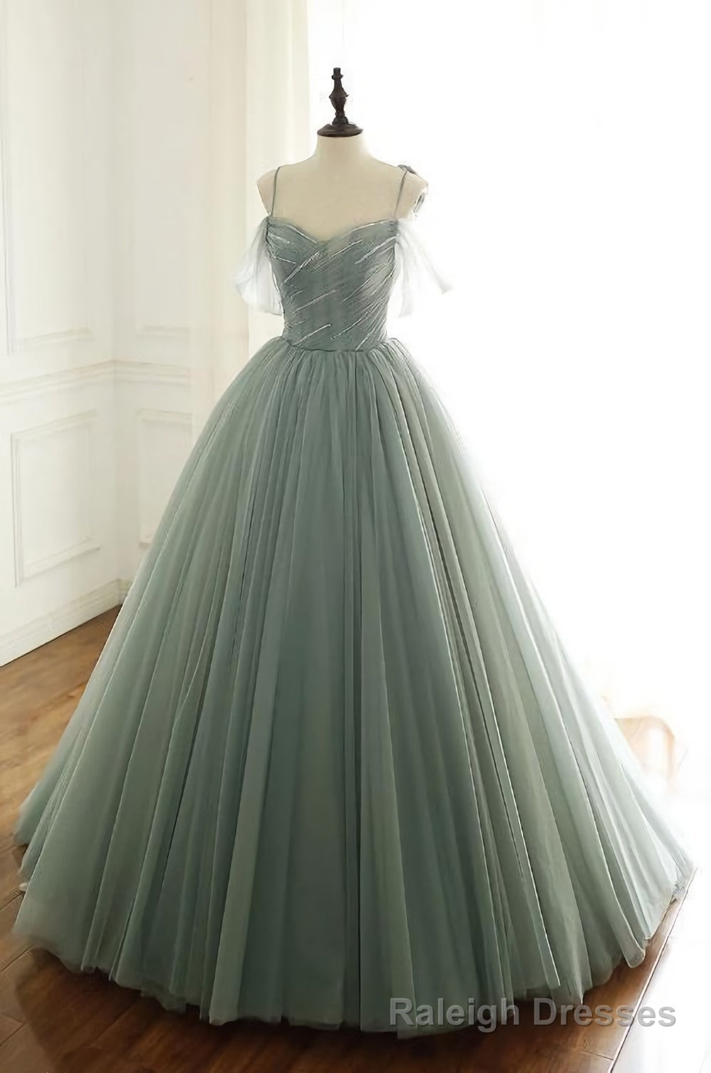 Light Green Tulle Long Prom Dress, Green Evening Dress Main image