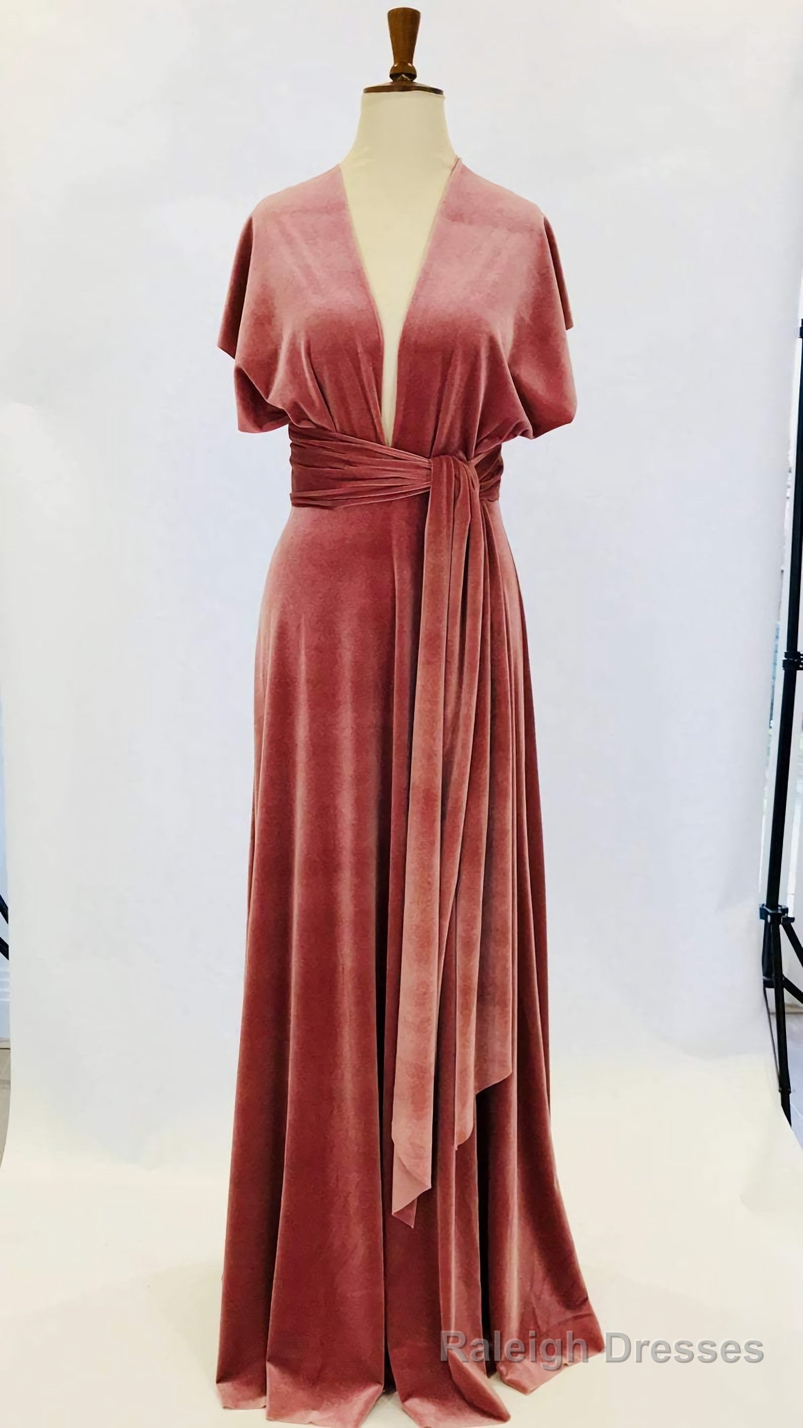 Dusky Pink Velvet Dress, Infinity Dress, Bridesmaid Dress, Prom Dress, Ball Gown Long Dress, Evening Dress, Convertible Dress, Party Dress Secondary image