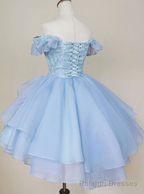 A Line Short Pink Blue Homecoming Dress
