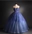 Dreamy Haze Blue Sweetheart Strapless Tulle Ball Gown Prom Dress Sweet 16 Dress