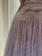 Dreamy Lavender A-Line Suspender Strap Pleated Tulle Long Formal Prom Dress