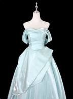 Dreamy Mint Light Blue A-Line Strapless Satin Formal Prom Dress