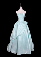 Dreamy Mint Light Blue A-Line Strapless Satin Formal Prom Dress