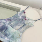 Dreamy Purple And Blue Gradient A-Line Spaghetti Strap Cake Chiffon Long Formal Prom Dress