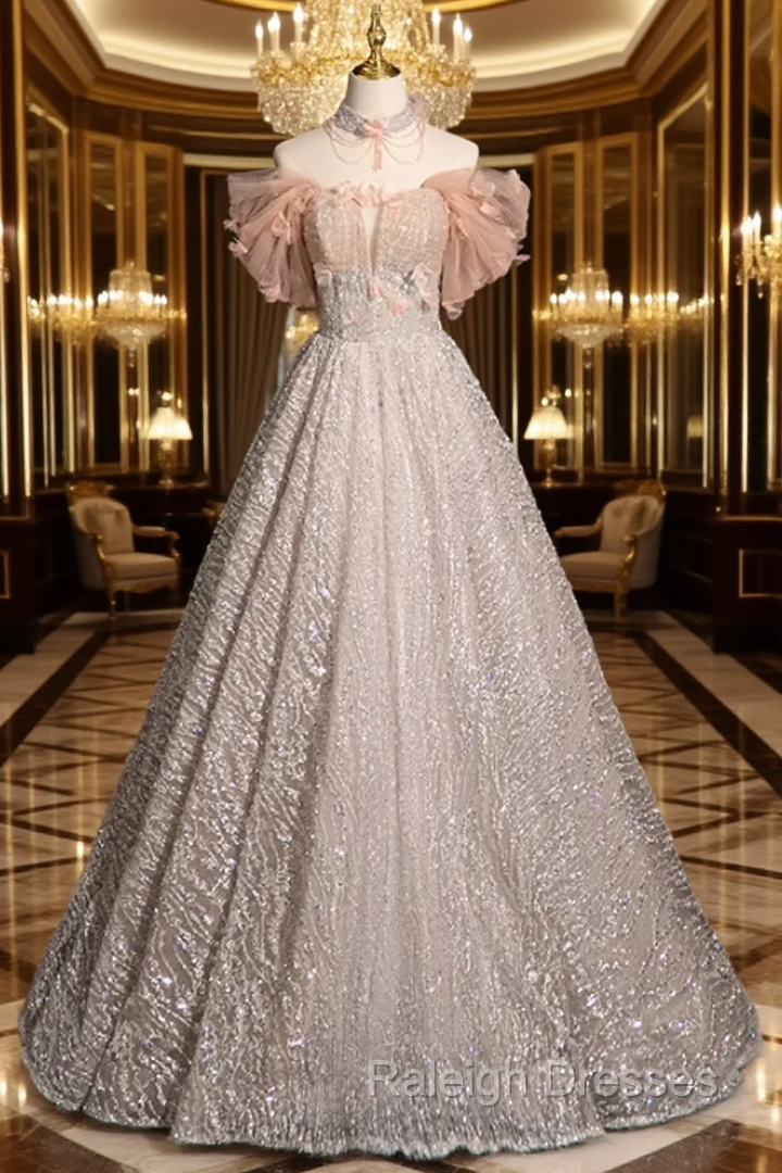 Dreamy Sequins Off the Shoulder Prom Dress Main image