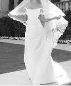 Dreamy Wedding Dresses Sheath Off The Shoulder White Satin Summer Long Wedding Dress Bridal Gown