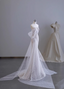 Dreamy White Mermaid Spaghetti Strap Open Back Tulle Train Formal Prom Dress