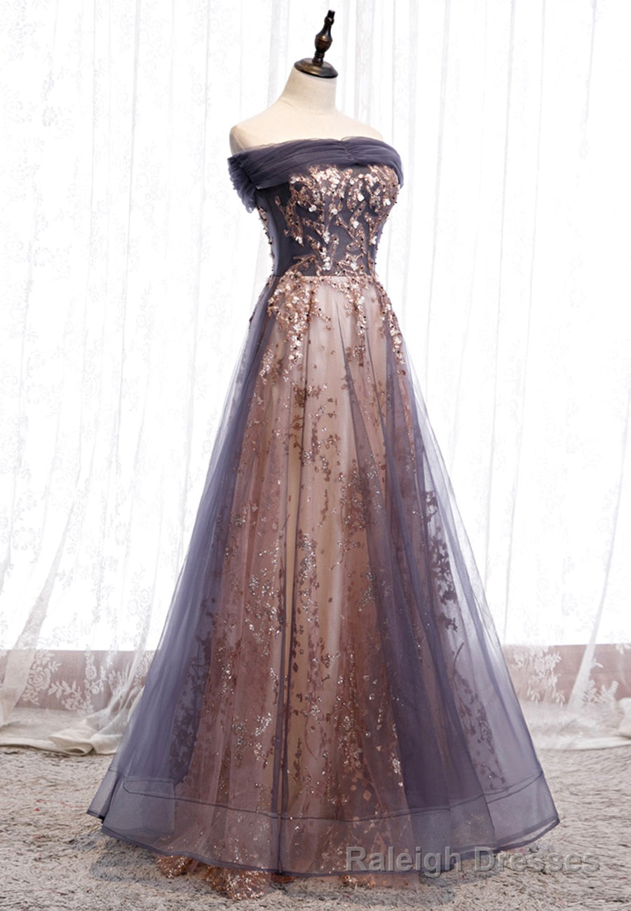 Purple Tulle Long Prom Dresses, A-Line Evening Dresses Secondary image