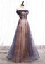 Purple Tulle Long Prom Dresses, A-Line Evening Dresses