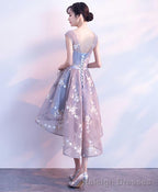 Cute Lace Round Neck Short Prom Dress Homecoming Dress