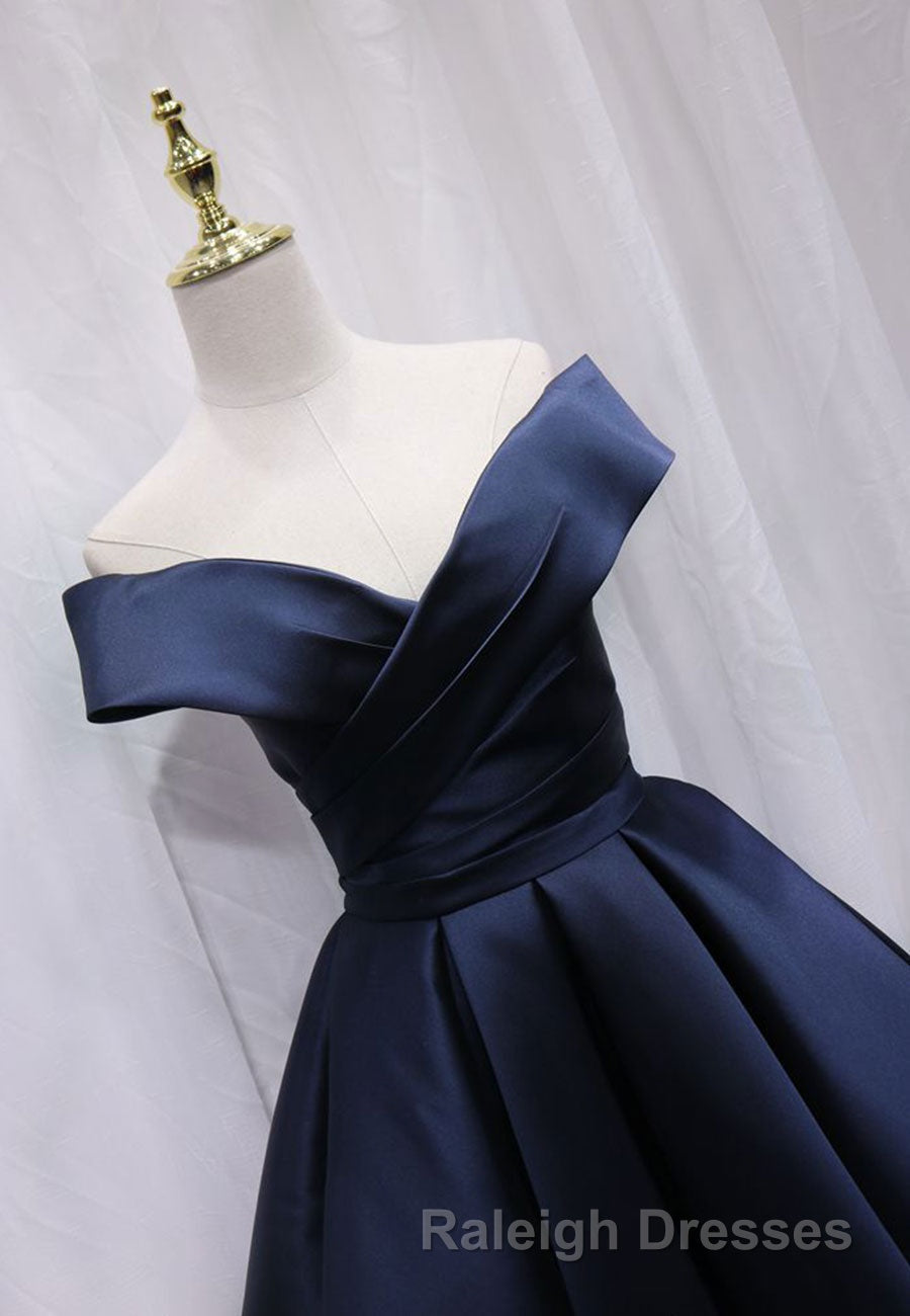 A Line Satin Off the Shoulder Short Prom Dresses Mini Prom Dresses