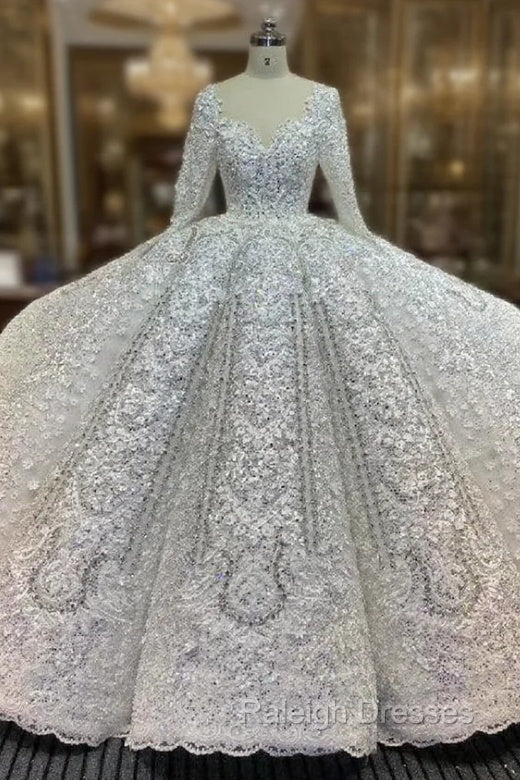 Dubai Handwork Beading Long Sleeve Beading Appliques Wedding Dress Main image