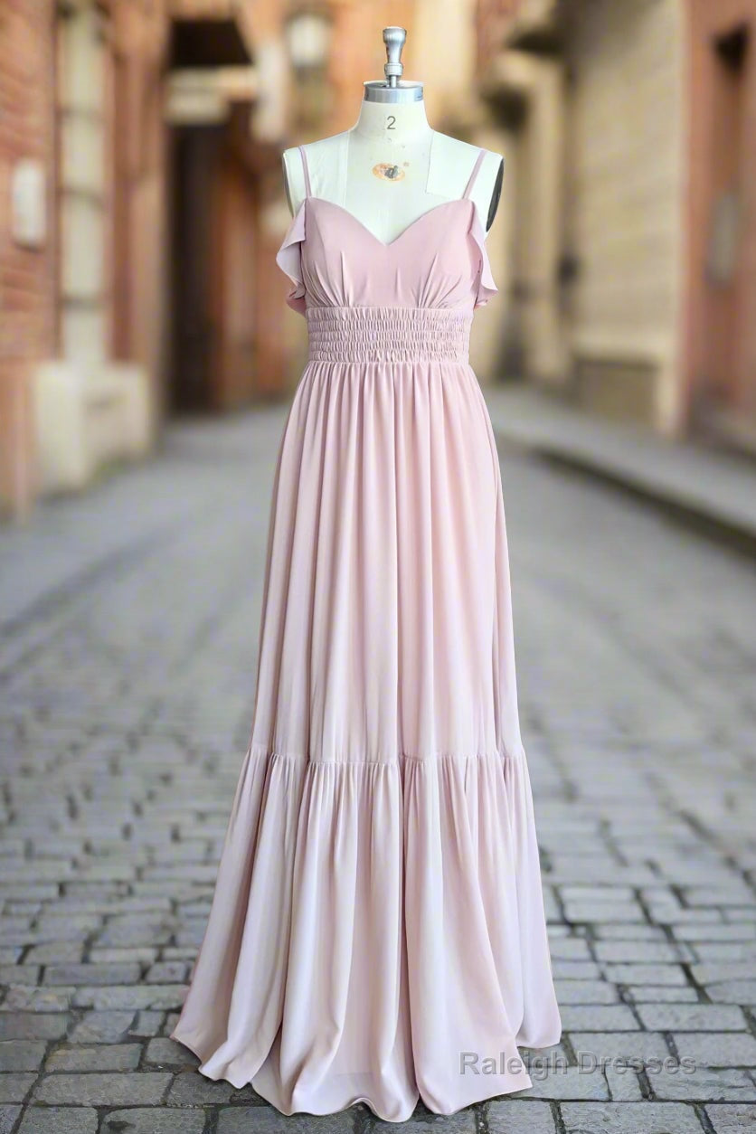 Dusty Rose A-Line Bow Ruffle Sleeveless Chiffon Bridesmaid Dress Secondary image