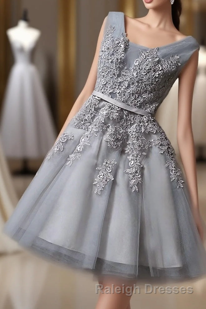 Cute A Line Tulle Lace Short Prom Dress, Homecoming Dress Main image
