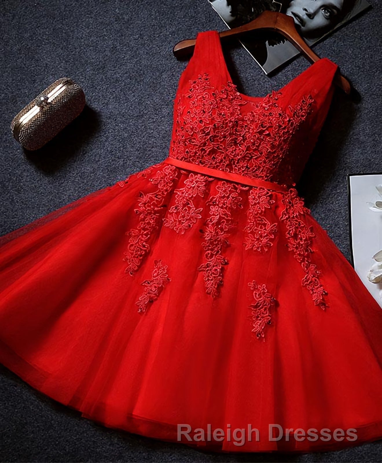 Cute A Line Tulle Lace Short Prom Dress, Homecoming Dress