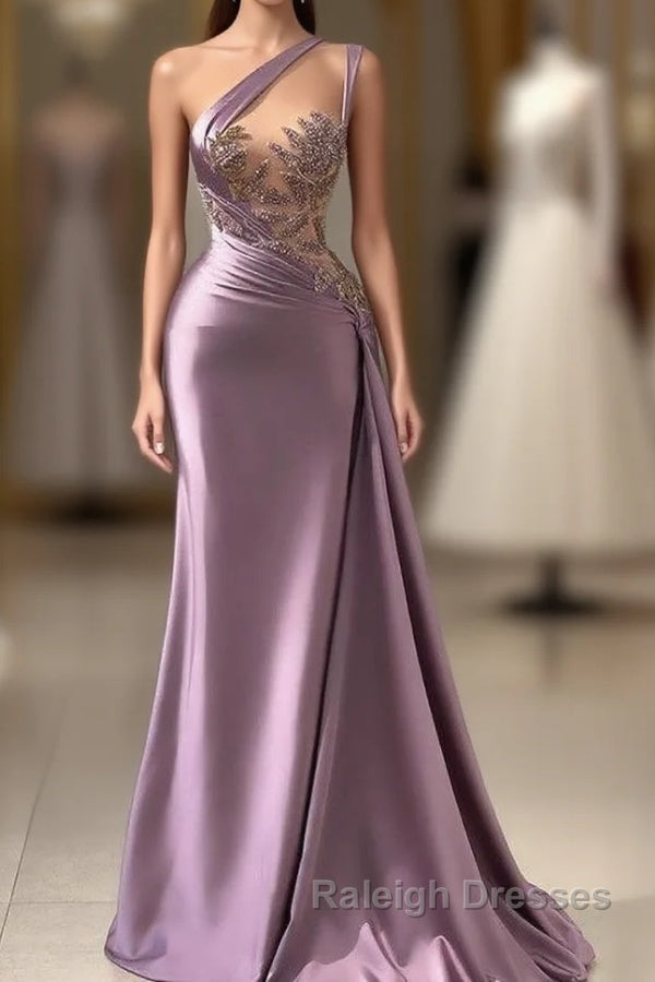 Purple Mermaid One Shoulder Prom Dresses Main image