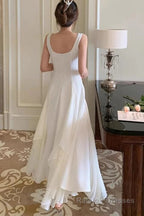 A Line Square Neck Prom Dress, Ankle Length Elegant Prom Gowns