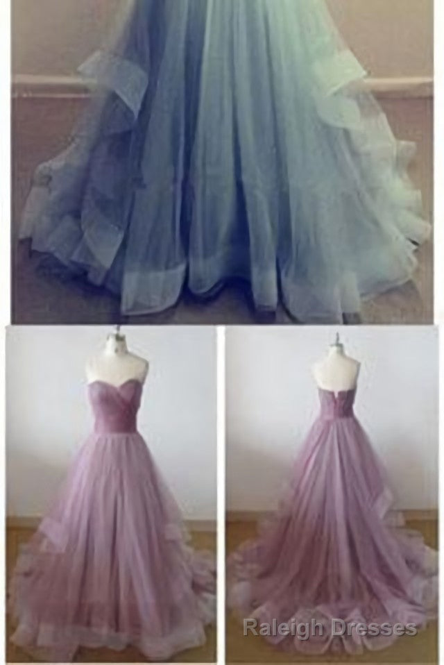 Hot Sale Charming Sweetheart A Line Tulle Floor Length Strapless Sleeveless Evening Dresses Main image