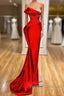 Strapless Red Mermaid Prom Dress With Beads