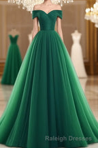 Tulle Off Shoulder Floor Length Party Dress, Long Prom Dress, Prom Dresses