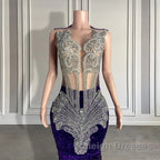 Sequined Sleeveless Mermaid Prom Dress with Beadings