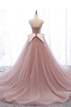 Pink Spaghetti Straps Tulle Long Prom Dresses Unique Long Wedding Dess