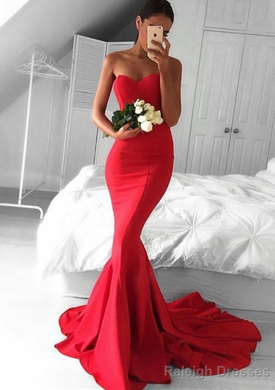 Elastic Satin Prom Dresses Trumpet/Mermaid Sweetheart Court Train With Pleated