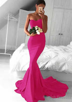 Elastic Satin Prom Dresses Trumpet/Mermaid Sweetheart Court Train With Pleated