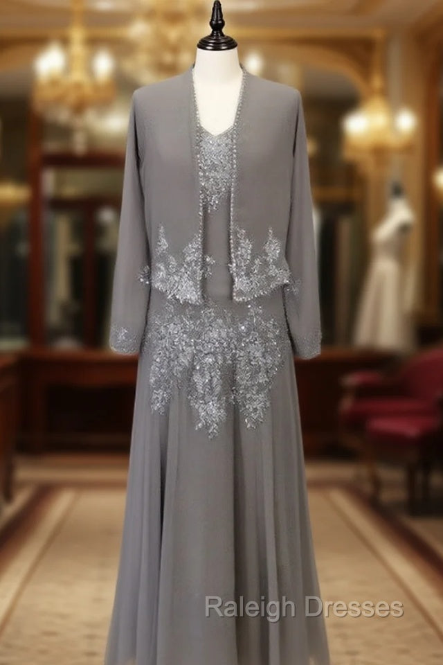 Elegance Long Sleeves Tea-Length Mother of the Bride Dress Main image