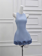 Elegant 3D Flower Satin Birthday Dress Homecoming Dress