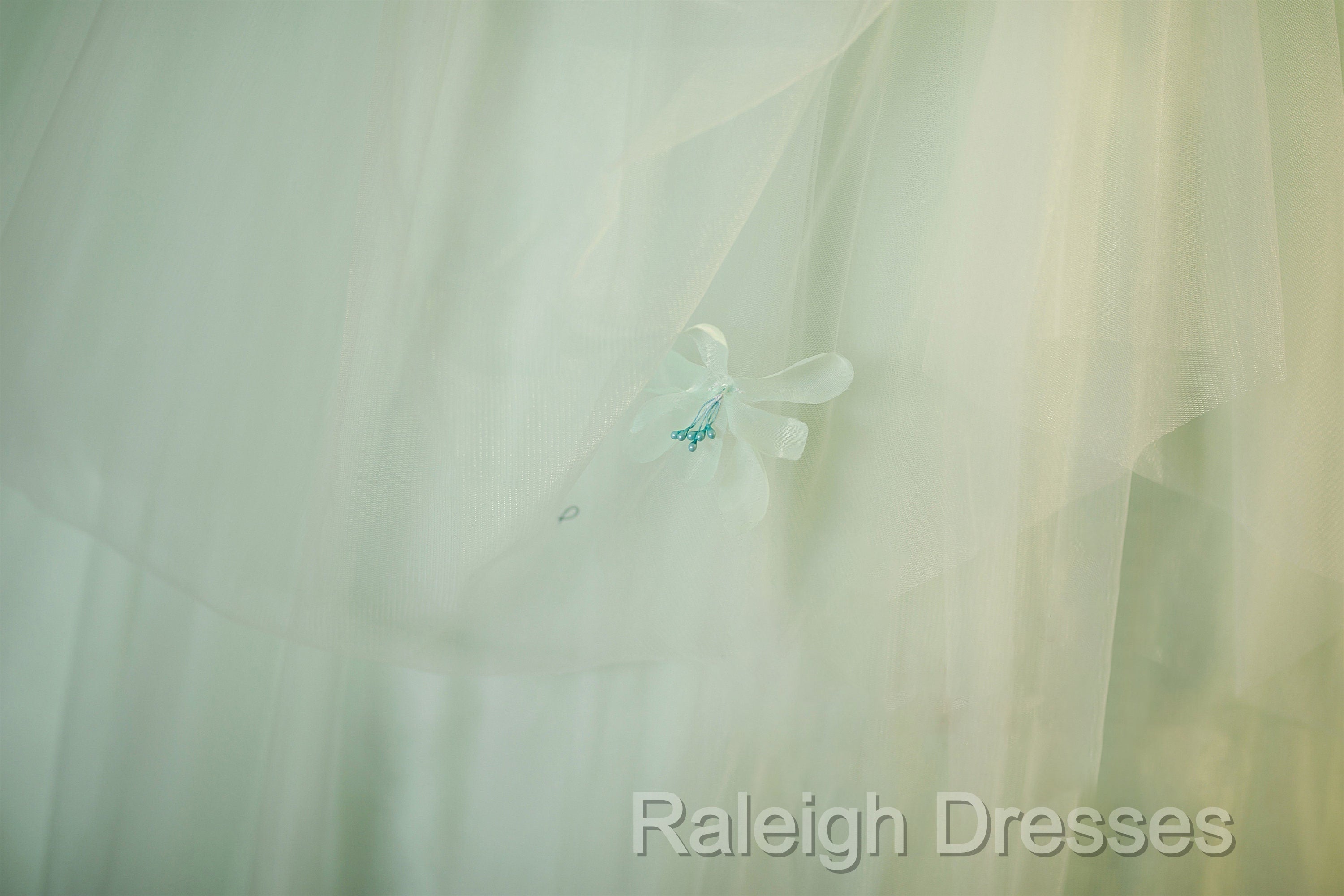 Elegant 3D Flowery Lace Sage Green Tulle Fairy Ball Gown