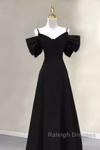 Elegant A Line Black Long Prom Dresses Formal Evening Dress