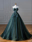 Elegant A-Line Dark Green Tulle Long Prom Dresses