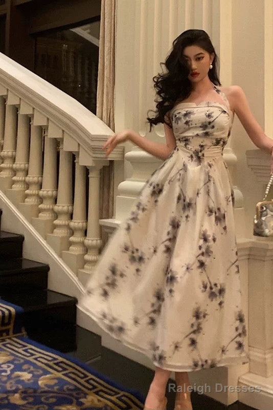 Elegant A Line Halter Floral Prom Dresses Birthday Outfits Evening Gown Secondary image