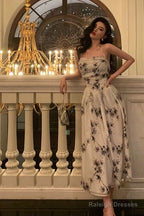 Elegant A Line Halter Floral Prom Dresses Birthday Outfits Evening Gown