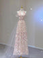 Elegant A Line Halter Tulle Floral Pink Prom Dress