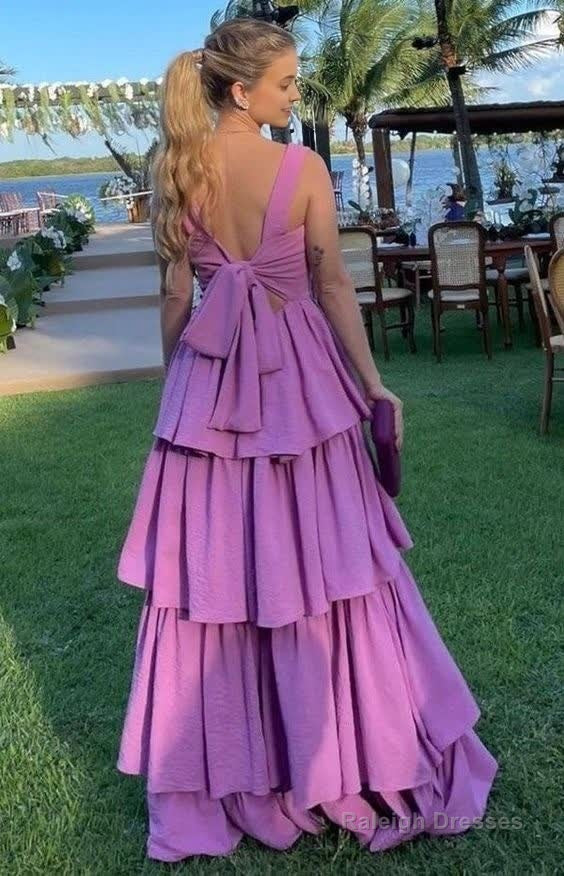 Elegant A line Long Tiered Lilac Prom Dress 22th Birthday Outfits Secondary image