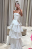 Elegant A-Line Long White Tiered Prom Dresses 21Th Birthday Outfits