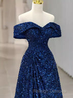 Elegant A Line Off The Shoulder Royal Blue Prom Dresses Formal Evening Dress