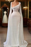 Elegant A Line Sequins Split Bridal Dress With Beads