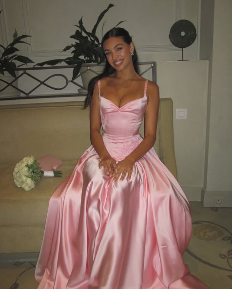 Elegant A-Line Spaghetti Straps Floor-Length Satin Long Pink Prom Dresses Prom Dress