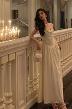 Elegant A Line Spaghetti Straps Long Prom Dresses Birthday Outfits Evening Gown
